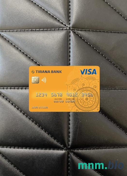 Albania Tirana bank visa wygląd fotograficzny skan PSD + zdjęcie
